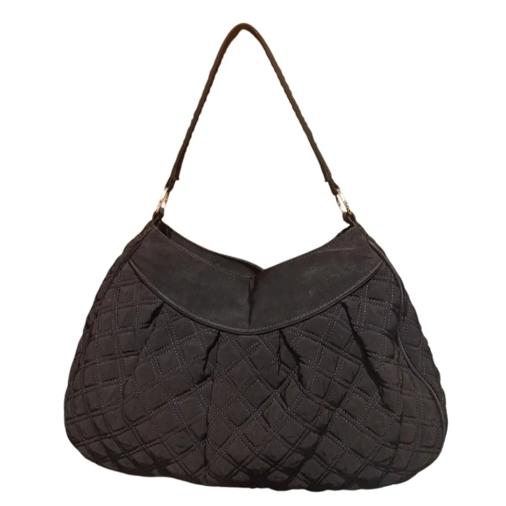 Vera Bradley Black Hobo Bag with Slouchy Shape and Textured Fabric